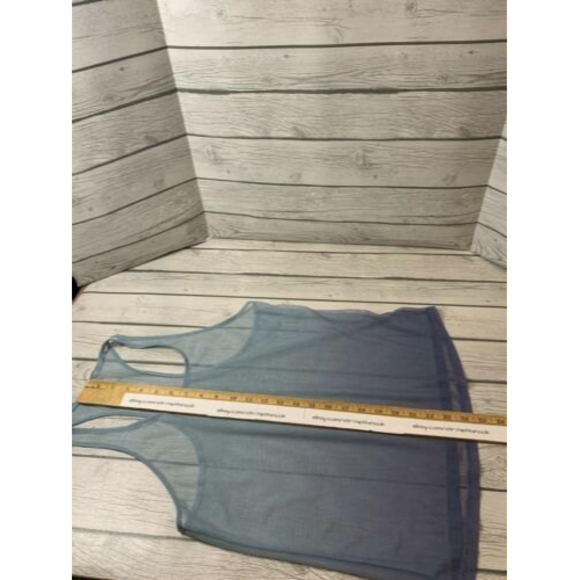 Victoria Secret Sport Size S Sheer Mesh Tank Top Racerback Blue Ombré VS Layer - Picture 9 of 10